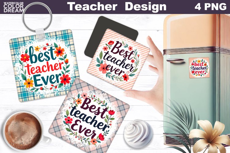 Teacher Square Coaster | Beast Teacher Ever Keychain