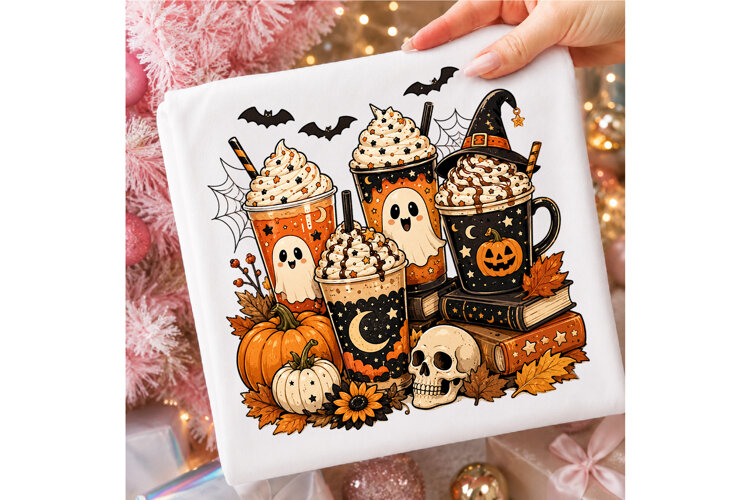 Teacher Halloween Coffee Sublimation PNG example image 1