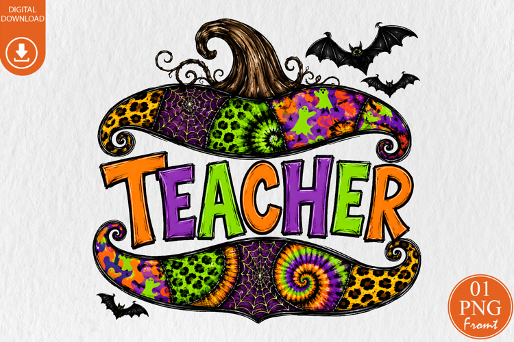 Teacher Halloween Sublimation, Retro Leopard Pumpkin PNG
