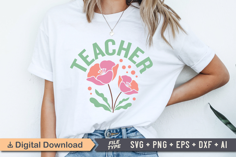 Teacher SVG | Boho Teacher SVG | Teacher Floral PNG