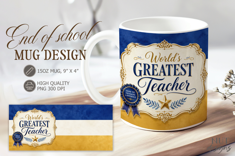Back to School Mug wrap World’s Greatest Teacher vintage