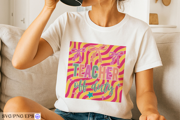 Vibrant teacher off duty graphic design