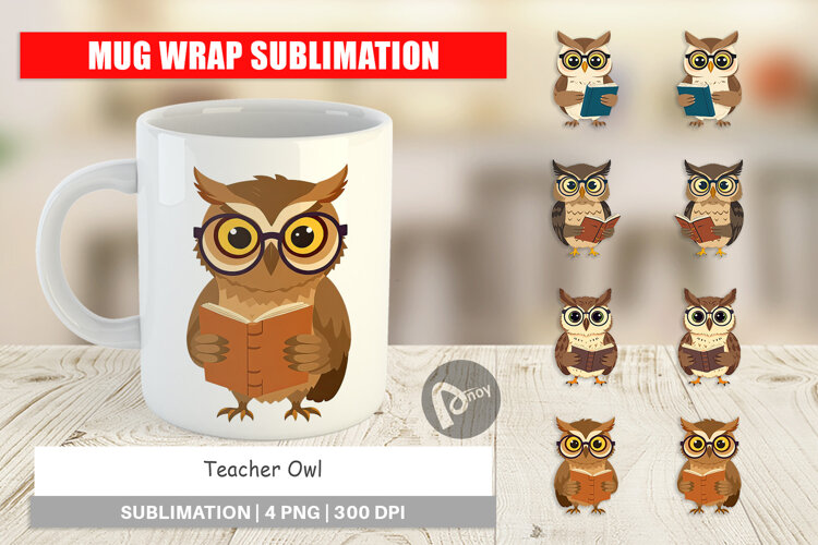 Mug Wrap Teacher Owl example image 1