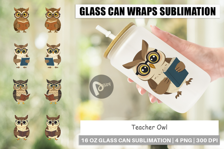 Glass Can Teacher Owl