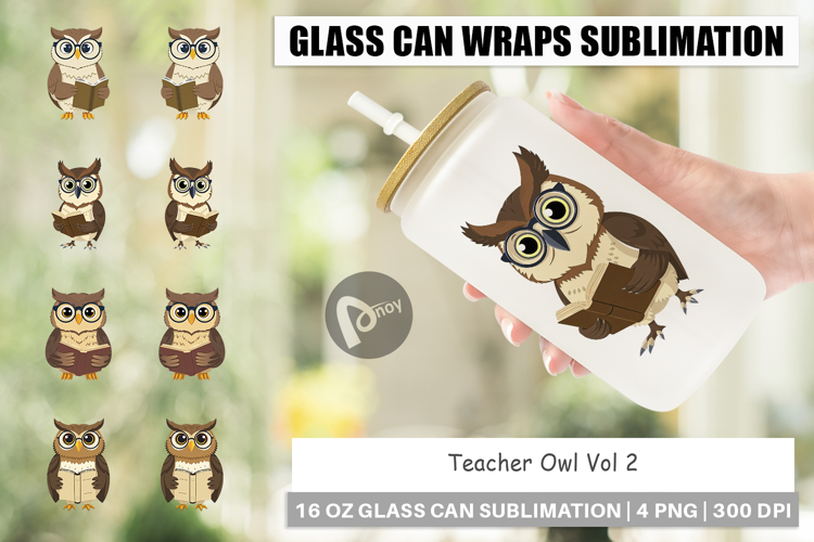 Glass Can Teacher Owl