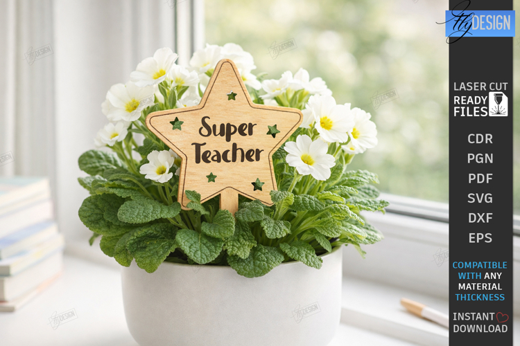 Teacher Plant Stake Laser Cut | Garden Sign | School Signs
