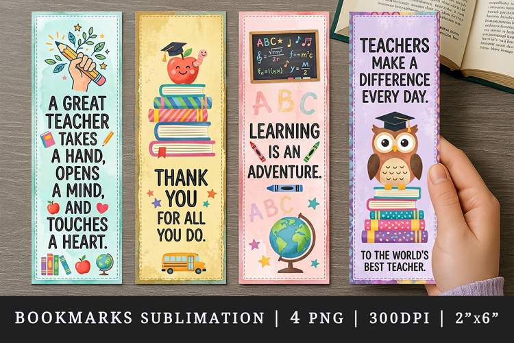 Teacher bookmarks printable sublimation bookmark design