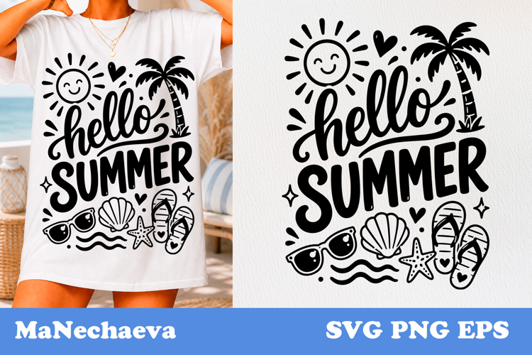Hello Summer SVG Design | Beach Vacation Quote