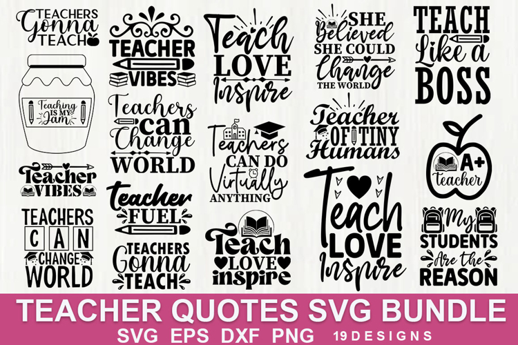 Teacher Quotes SVG Bundle | Funny and Inspirational Sayings