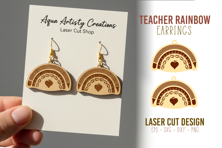 Teacher Rainbow Earrings Laser Cut Template