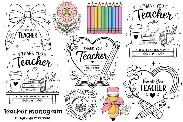 Teacher Split Monogram Png Design, Funny Design
