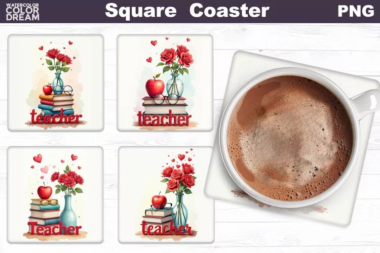 Teacher Square Coaster | Valentine Teacher Square Coaster