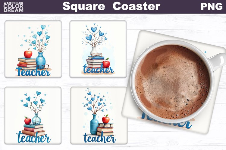 Teacher Square Coaster | Valentine Teacher Square Coaster example image 1