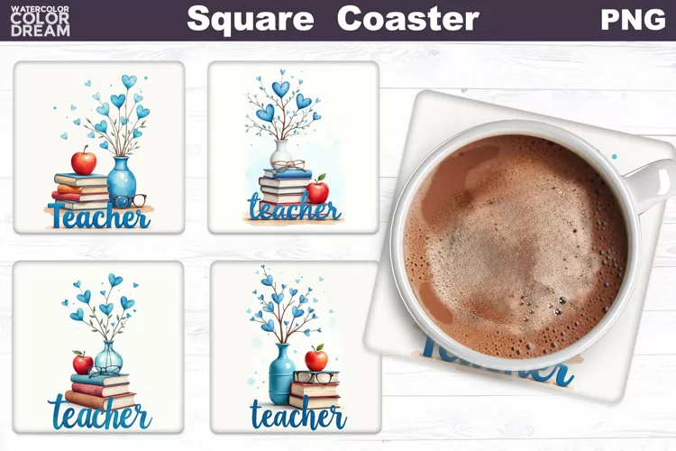 Teacher Square Coaster | Valentine Teacher Square Coaster