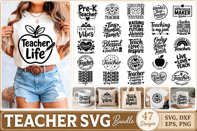 Retro Teacher SVG Bundle