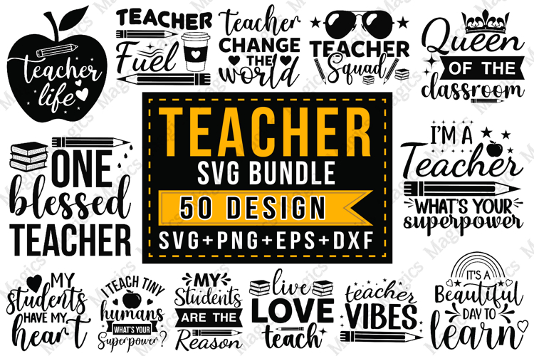 Teacher Bundle SVG, DXF, PNG, EPS