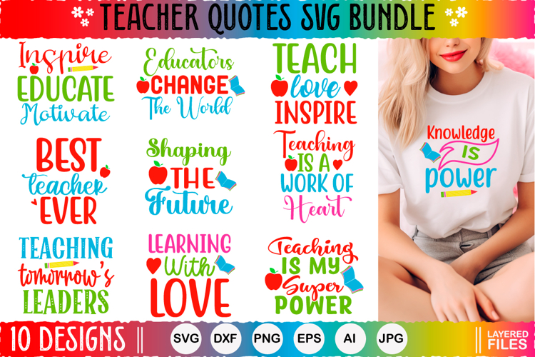 Teacher Svg Design Bundle, Teacher Quote Svg Bundle
