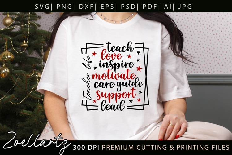 Teacher SVG Back to School Teacher Life T-shirt Mug Design example image 1