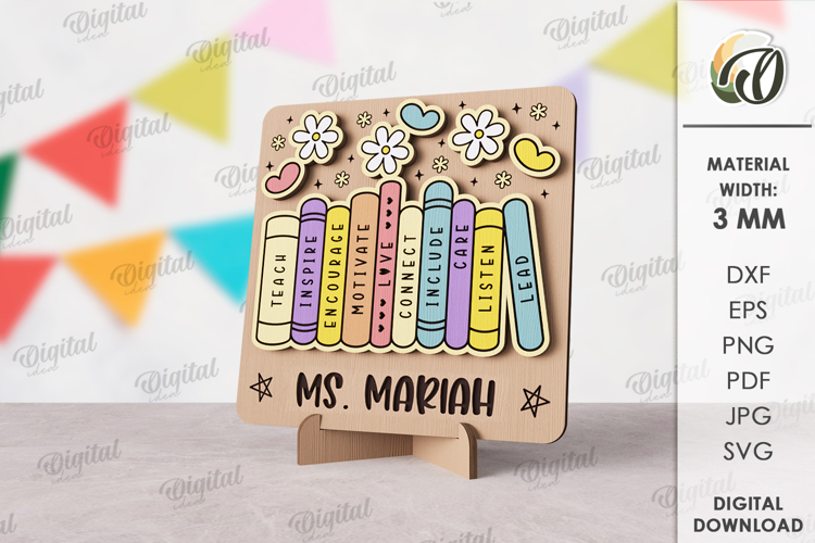 Teacher Table Decor Laser Cut. Personalized Stand Decor SVG