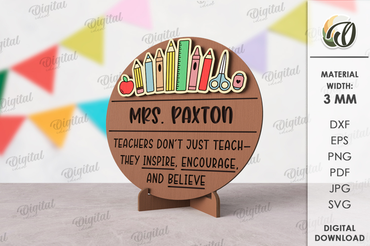 Teacher Table Decor Laser Cut. Personalized Stand Decor SVG