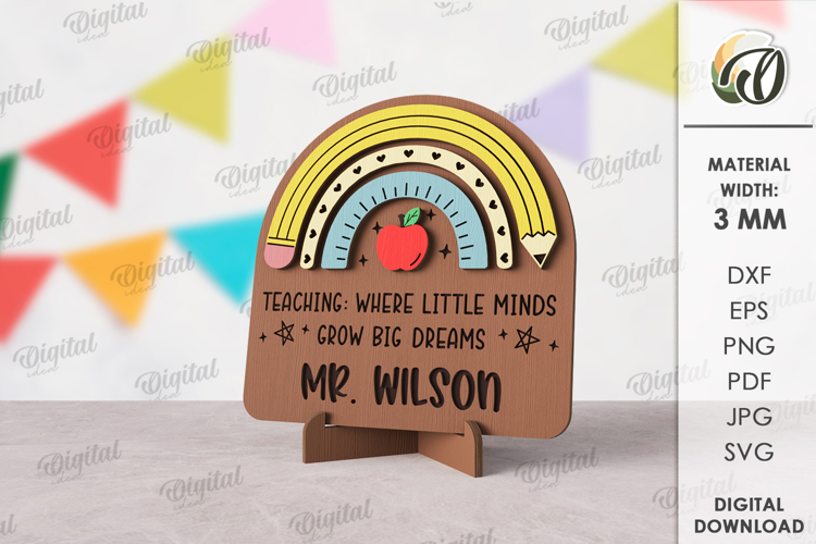 Teacher Table Decor Laser Cut. Personalized Stand Decor SVG