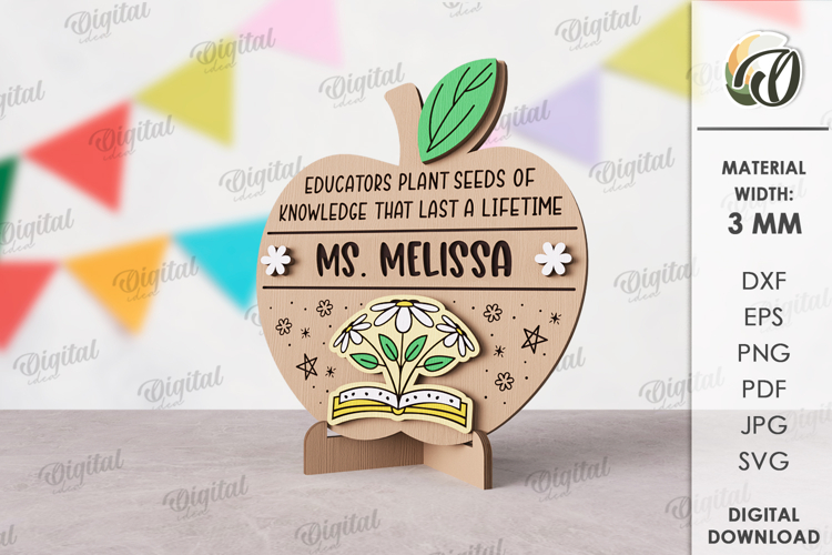 Teacher Table Decor Laser Cut. Personalized Stand Decor SVG