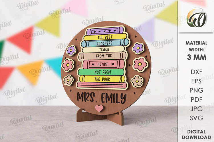 Teacher Table Decor Laser Cut. Personalized Stand Decor SVG