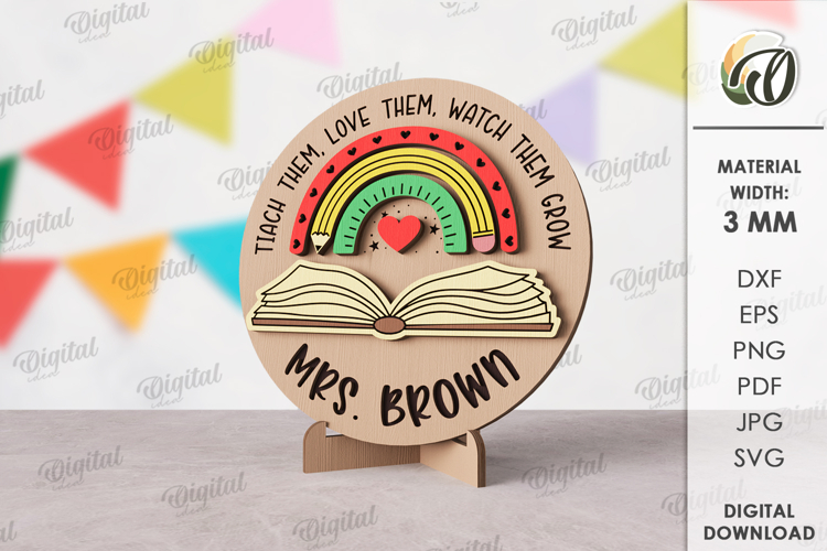 Teacher Table Decor Laser Cut. Personalized Stand Decor SVG