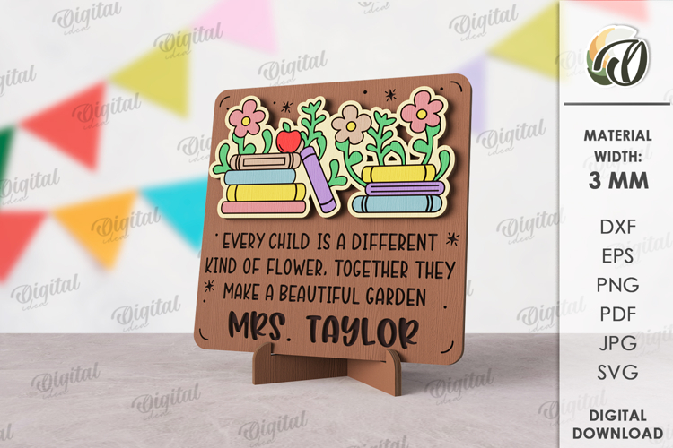 Teacher Table Decor Laser Cut. Personalized Stand Decor SVG
