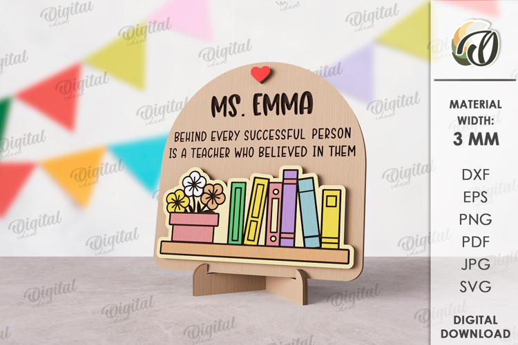 Teacher Table Decor Laser Cut. Personalized Stand Decor SVG