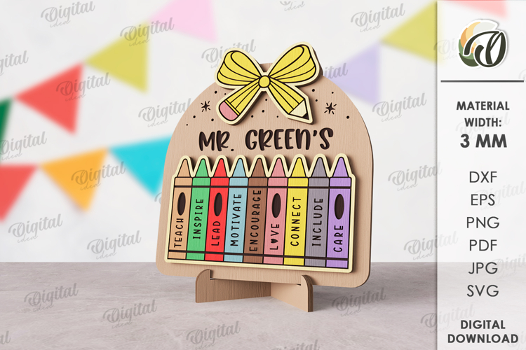 Teacher Table Decor Laser Cut. Personalized Stand Decor SVG