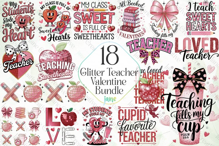 Teacher Valentine PNG Bundle