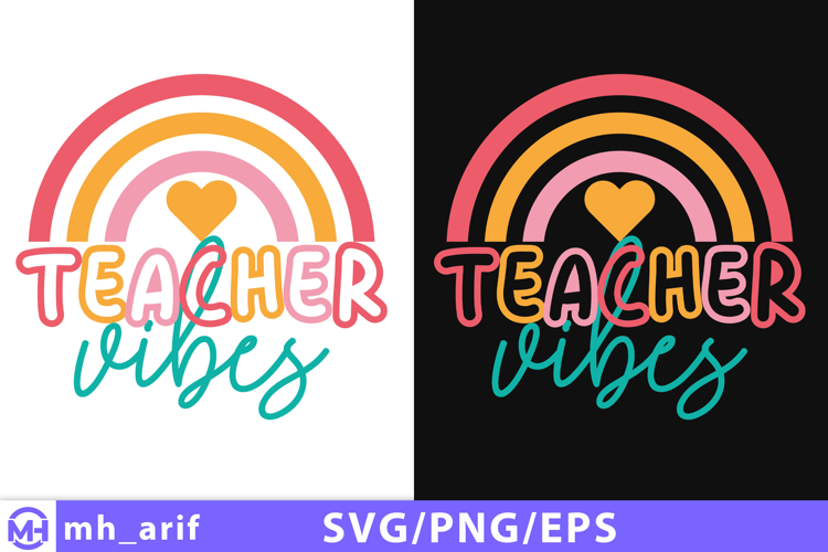 Retro Teacher SVG Teacher Vibes PNG Teacher Shirt Design