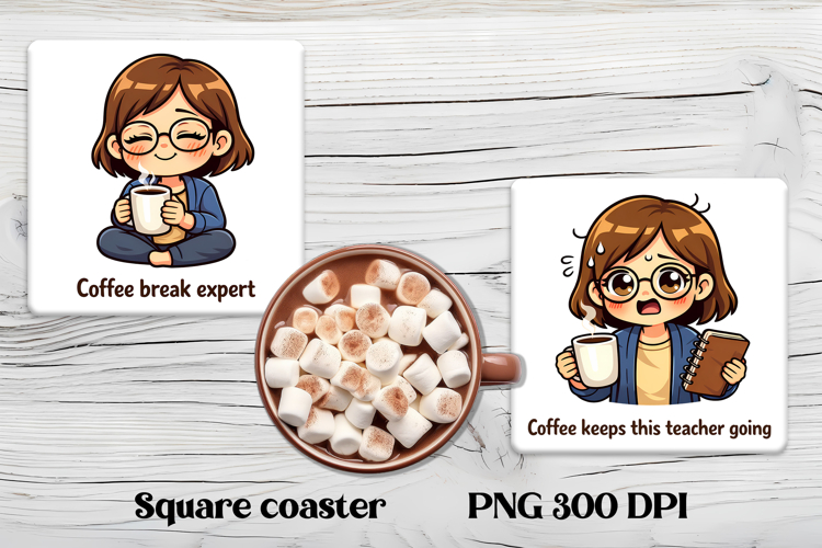 Coffee teacher square coaster | Sarcastic teacher coaster