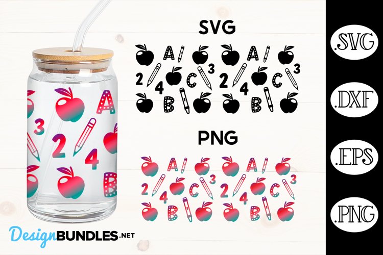 Teacher Wrap For Libbey Can Glass SVG