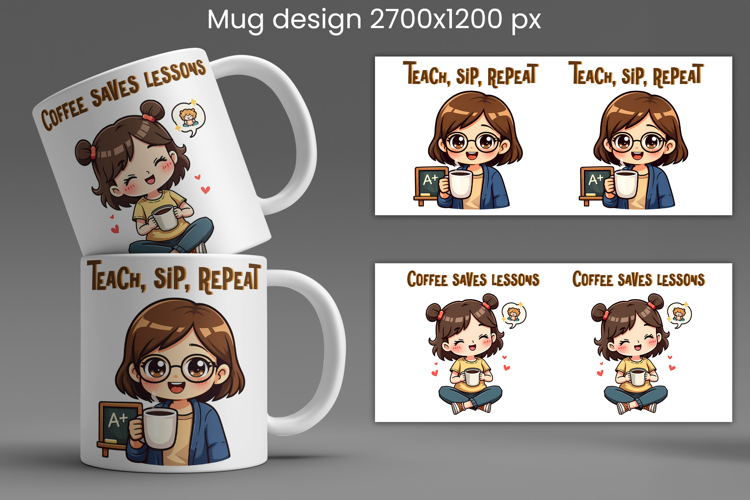 Funny coffee teacher mug wrap | Sarcastic quotes teacher mug