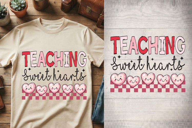 Teaching Sweethearts Retro Hearts Checker Tee