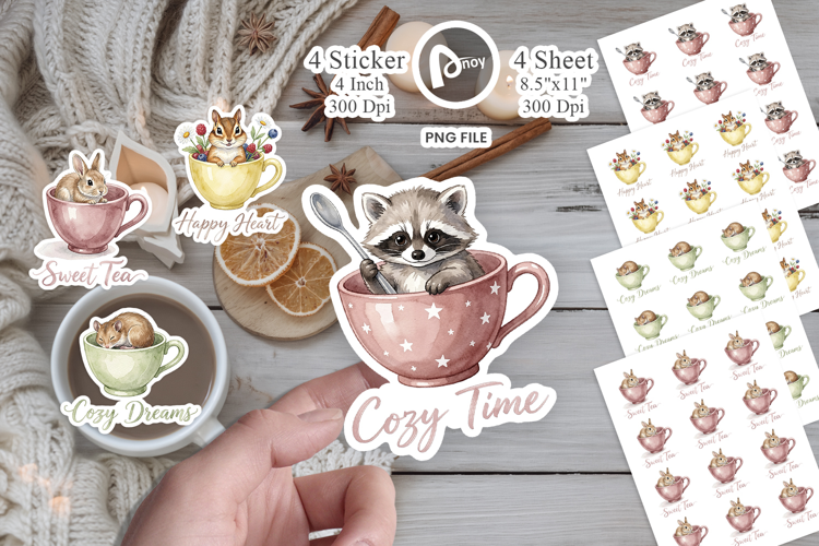 Teacup Woodland Creature Sticker