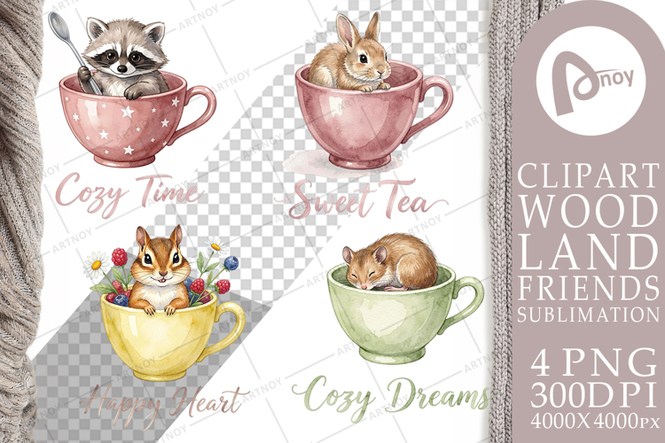 Teacup Woodland Creature Sublimation