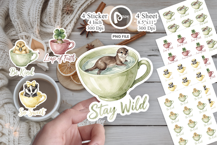 Teacup Woodland Creature Sticker