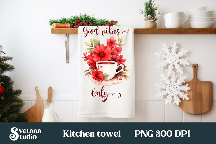 Hot tea kitchen towel sublimation | Towel PNG