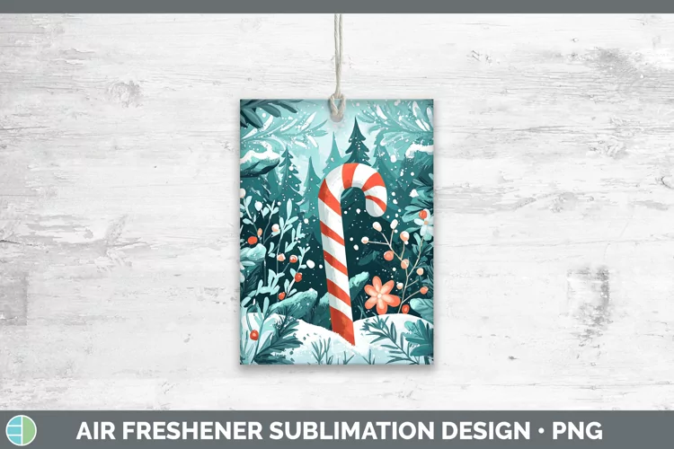 Teal Christmas Candy Cane Air Freshener Sublimation Car Fres