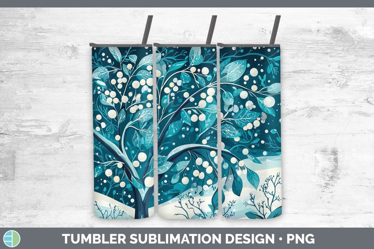 Teal Christmas Mistletoe Tumbler Sublimation 20 oz Skinny Tu