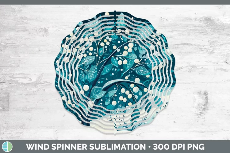 Teal Christmas Mistletoe Wind Spinner Sublimation Spinner De