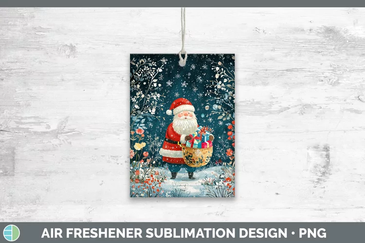 Teal Christmas Santa Gifts Air Freshener Sublimation Car Fre