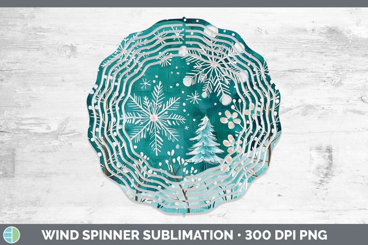Teal Christmas Snowflakes Wind Spinner Sublimation Spinner D