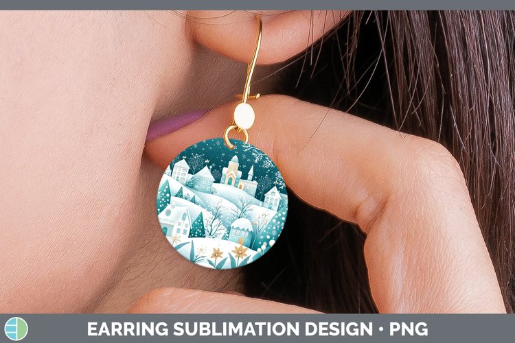 GorgeousTeal Christmas Round Earrings design.