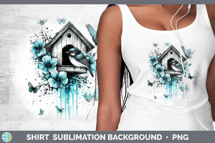 Teal Drips Birdhouse Shirt Sublimation Sublimation Backgroun