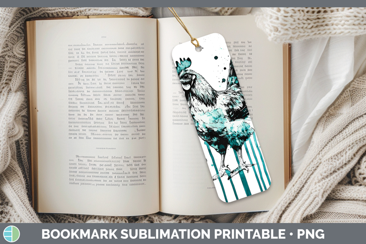 Teal Drips BS01 Chicken Bookmark Sublimation Printable Desig