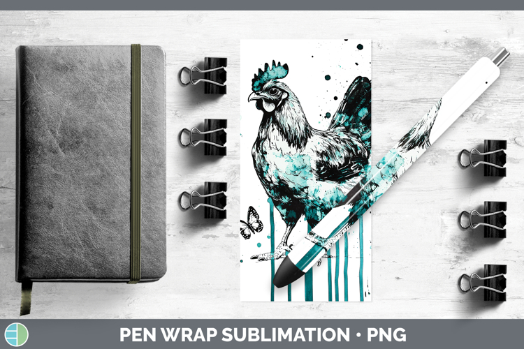 Teal Drips BS01 Chicken Pen Wrap Sublimation Pen Designs